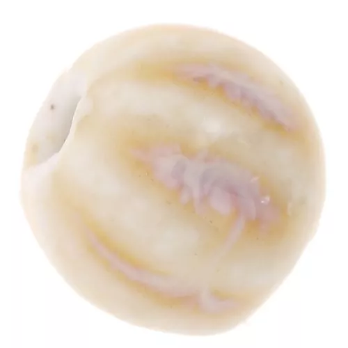 11mm Striated round ceramic beads - Beige - Ecru marbled x10