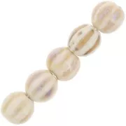 11mm Striated round ceramic beads - Beige - Ecru marbled x10