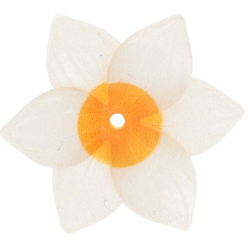 22mm resin flower bead - White - Dark yellow x1