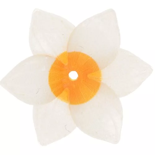 22mm resin flower bead - White - Dark yellow x1