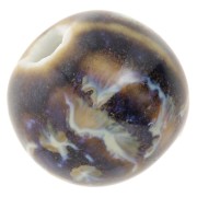 11mm Striated round ceramic beads - Brown - Blue - Beige marbled x10