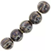 11mm Striated round ceramic beads - Brown - Blue - Beige marbled x10