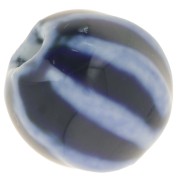 11mm Striated round ceramic beads - Navy blue - Marbled blue x10|raw }}