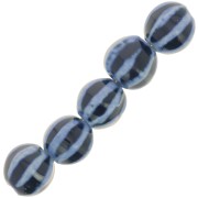11mm Striated round ceramic beads - Navy blue - Marbled blue x10