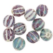 11mm Striated round ceramic beads - Blue - Violet - Beige marbled x10|raw }}