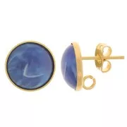 12mm Round cabochon earstuds - open ring in the back- Fine gold plated x2