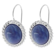 Rope effect dormeuses for 12mm flat base cabochon - Fine silver plated x2