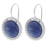 Rope effect dormeuses for 12mm flat base cabochon - Fine silver plated x2