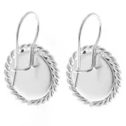 Rope effect dormeuses for 12mm flat base cabochon - Fine silver plated x2