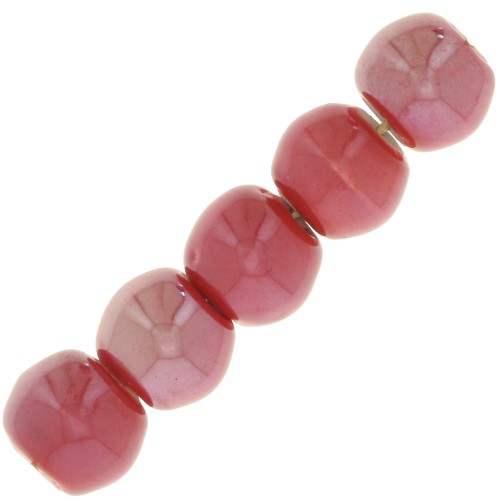 6.5mm Round ceramic beads - Red x20