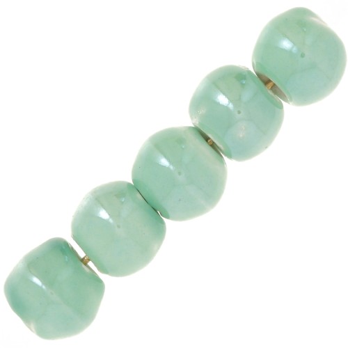 6.5mm Round ceramic beads - Water green x20