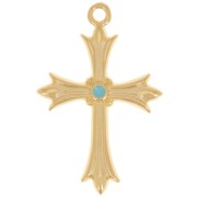 30x20mm Cross pendant with epoxy resin - Fine gold plated - Turquoise x1|raw }}