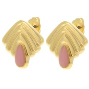 18x18.5mm Vintage earrings with Fine gold plated epoxy resin - Pink x2|raw }}