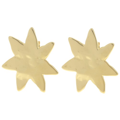 30x27mm irregular Sunburst earstuds - Fine gold plated x2