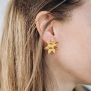 30x27mm irregular Sunburst earstuds - Fine gold plated x2