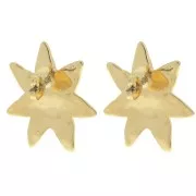 30x27mm irregular Sunburst earstuds - Fine gold plated x2
