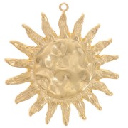 46mm Hammered sun pendant - Fine gold plated x1|raw }}