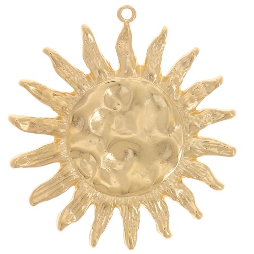 46mm Hammered sun pendant - Fine gold plated x1