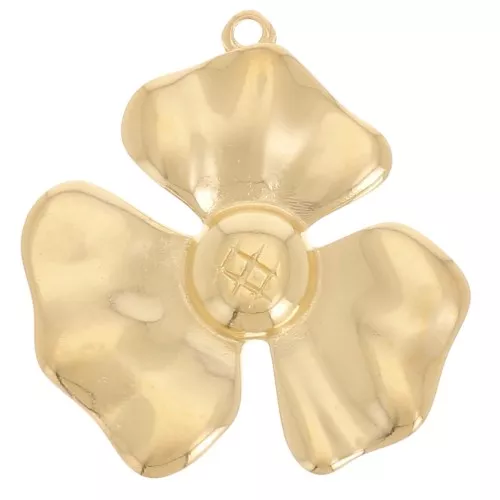 33x32mm 3-petal flower pendant - Fine gold plated x1