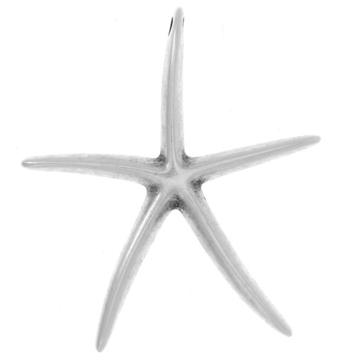 51x46mm Starfish pendant - Antique fine silver plated x1