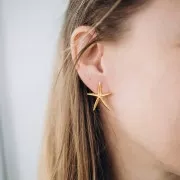 27.5x25mm Fine starfish earstuds - Fine gold plated x2