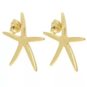 27.5x25mm Fine starfish earstuds - Fine gold plated x2