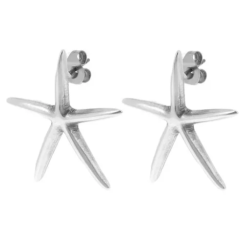 27.5x25mm Fine starfish earstuds - Antique fine silver plated x2