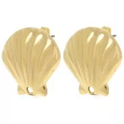 22mm shell earstuds - Fine gold plated x2