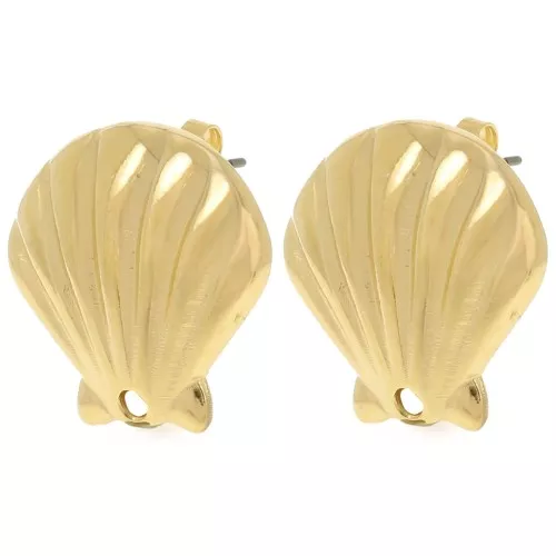 22mm shell earstuds - Fine gold plated x2