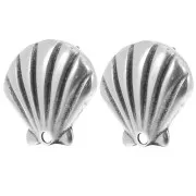 22mm shell earstuds - Antique fine silver plated x2