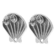 22mm shell earstuds - Antique fine silver plated x2