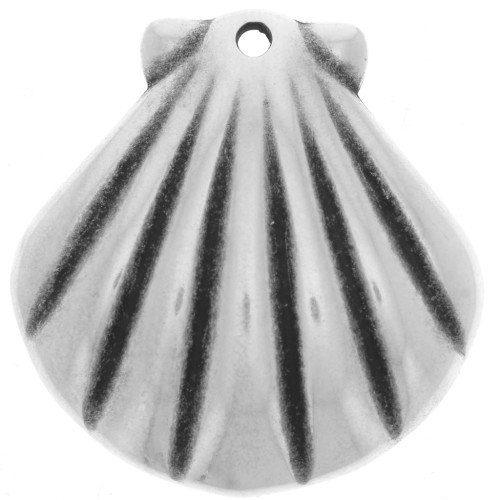 31.5x30.5mm Shell pendant - Antique fine silver plated x1