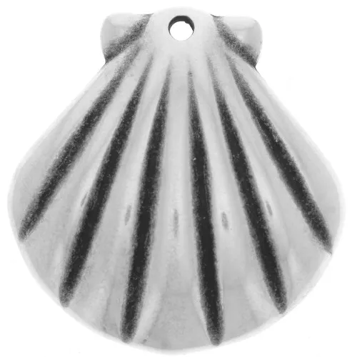 31.5x30.5mm Shell pendant - Antique fine silver plated x1