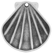 31.5x30.5mm Shell pendant - Antique fine silver plated x1