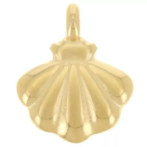 14x12mm Scallop shell charm - Fine gold plated x1