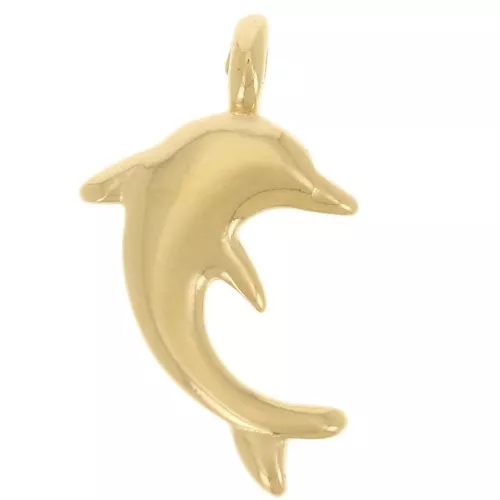 16x9mm Dolphin charm - Fine gold plated x1
