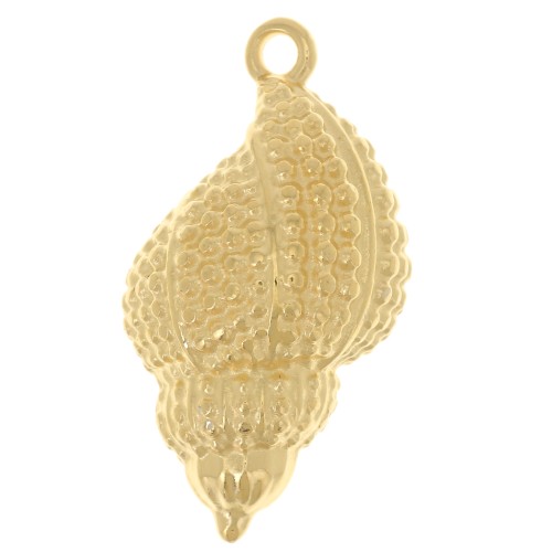 30x17mm Textured shell pendant - Fine gold plated x1