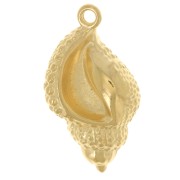 30x17mm Textured shell pendant - Fine gold plated x1
