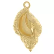 30x17mm Textured shell pendant - Fine gold plated x1