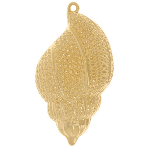 47x26mm Textured shell pendant - Fine gold plated x1