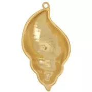 47x26mm Textured shell pendant - Fine gold plated x1