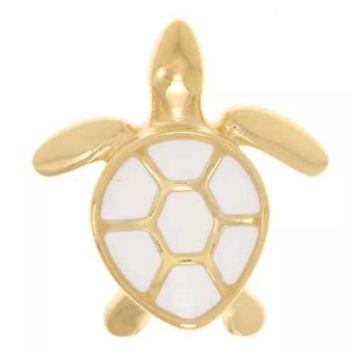 16x15mm Turtle charm with epoxy resin - Fine gold plated - White x1