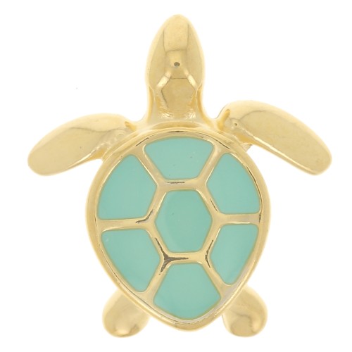 16x15mm Turtle charm with epoxy resin - Fine gold plated - Turquoise x1