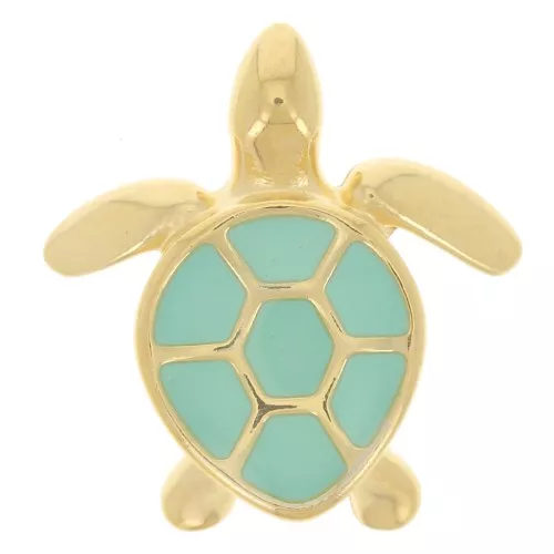 16x15mm Turtle charm with epoxy resin - Fine gold plated - Turquoise x1