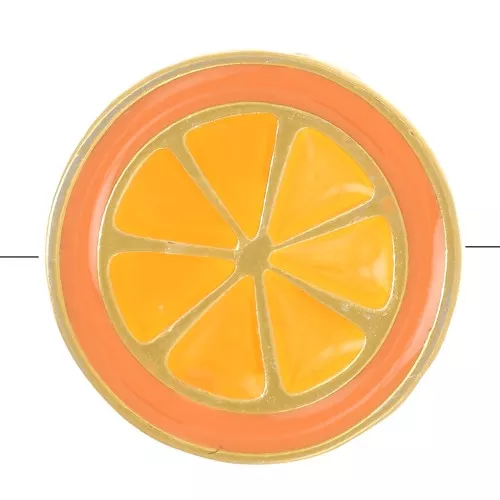 12.5mm Orange bead with epoxy resin - Fine gold plated - Orange x1