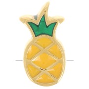 14x8mm pineapple bead with epoxy resin - Fine gold plated - Yellow x1