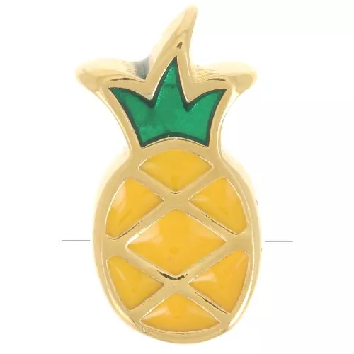 14x8mm pineapple bead with epoxy resin - Fine gold plated - Yellow x1