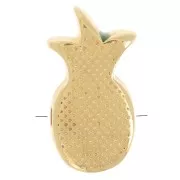 14x8mm pineapple bead with epoxy resin - Fine gold plated - Yellow x1