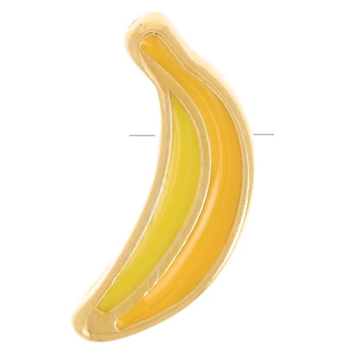 14.5x9mm banana bead with epoxy resin - Fine gold plated - Yellow x1