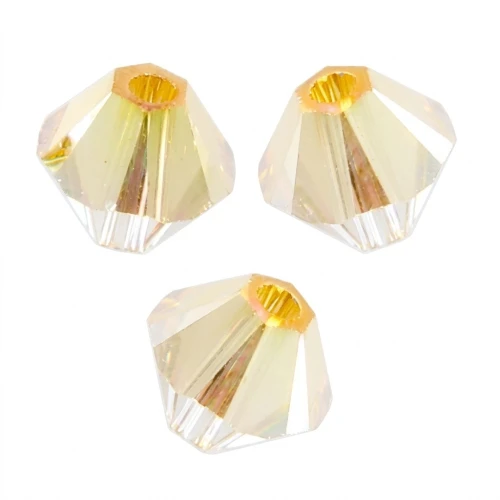 PureCrystal 5328 Crystal Bicones 4mm Crystal Metallic Sunshine 2X x50